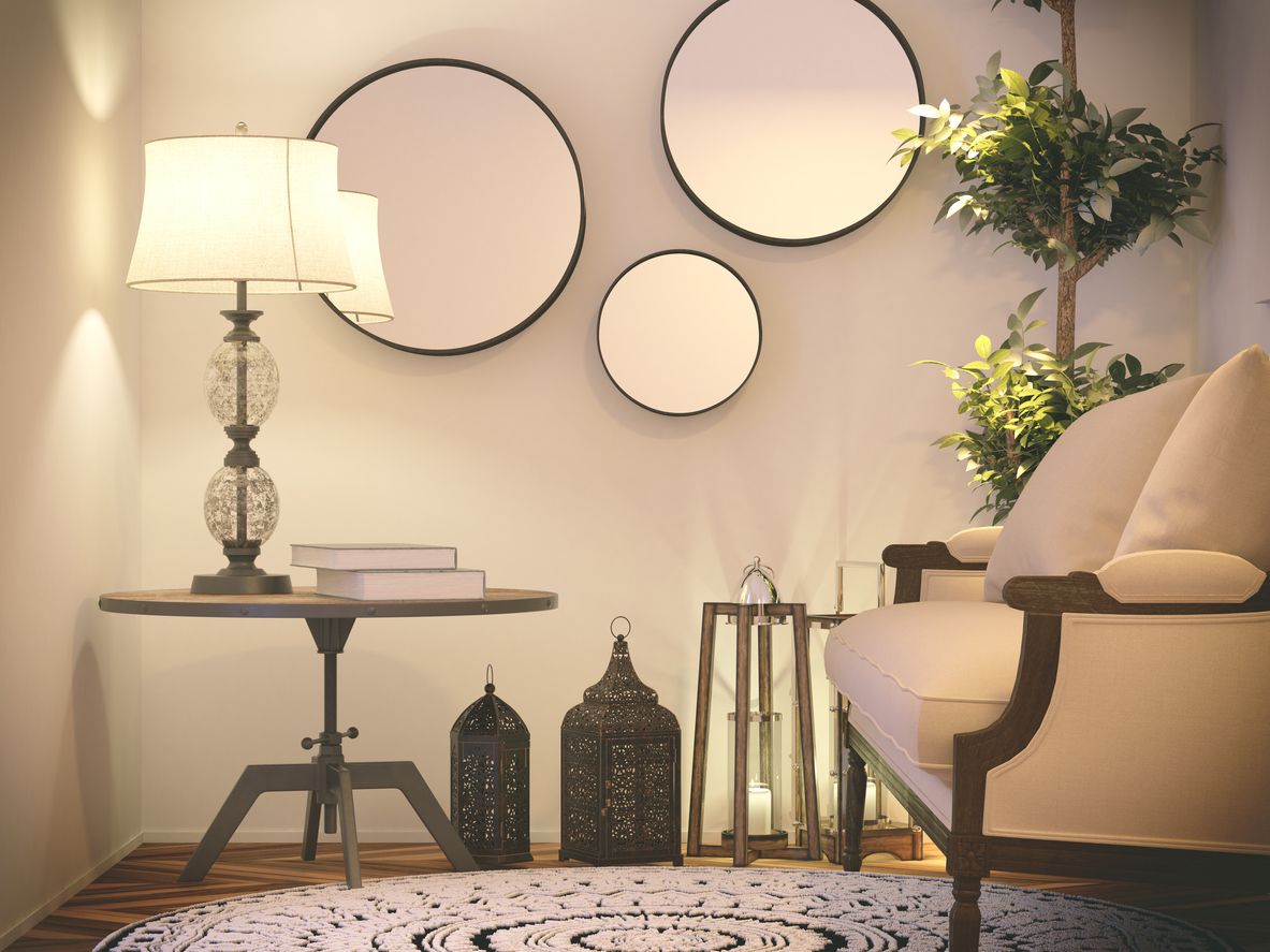 tendências de decoração espelhos geométricos