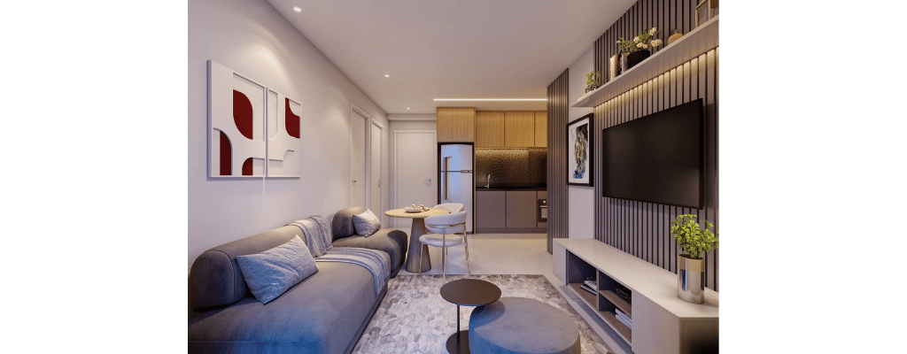 Planta 2 dormitórios 44m² e 45m²
