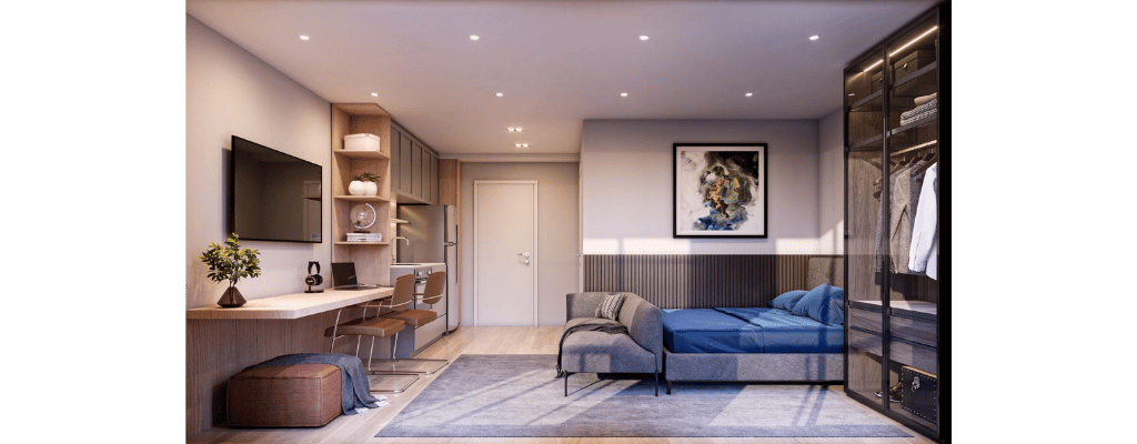 Planta studio 29m² e 30m²